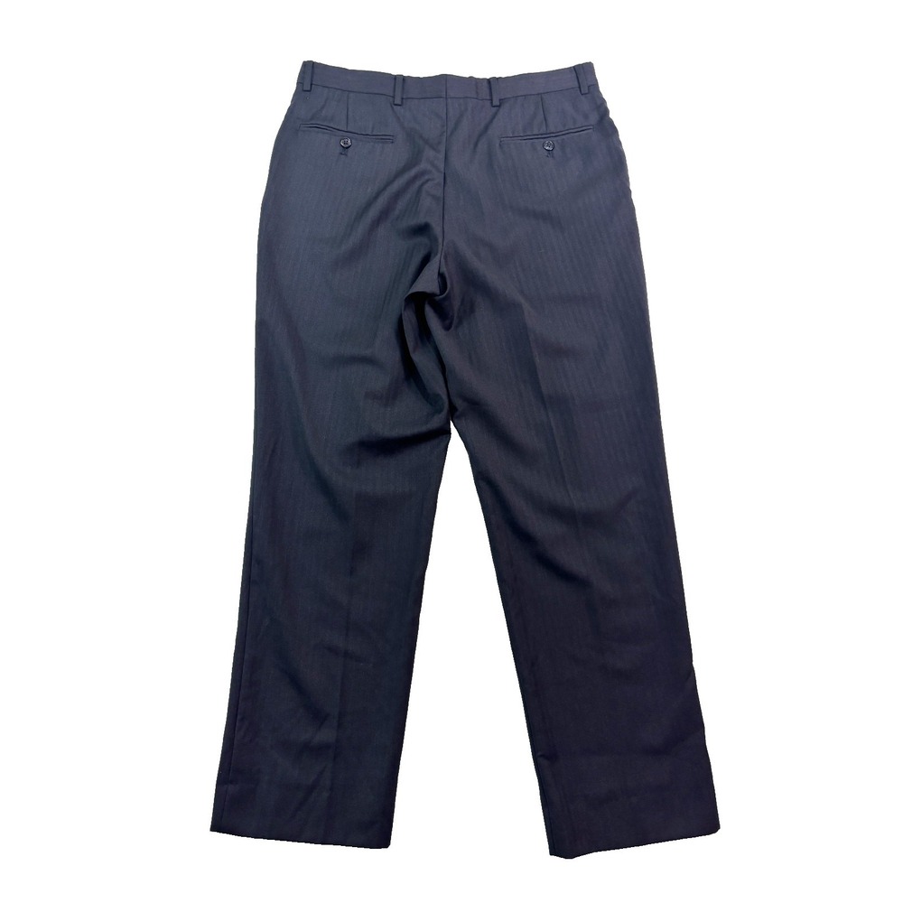 Jos A Bank 34x30 Navy Blue Herringbone Wool Dress Suit Pants Trouser Flat Front - Picture 6 of 9